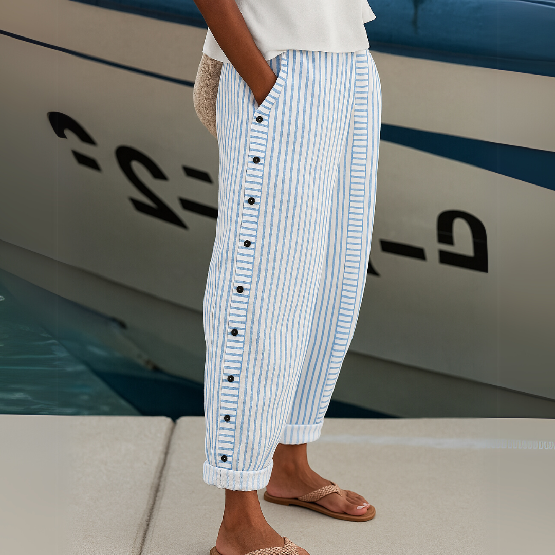 Ella | Stylish Striped Button Pants