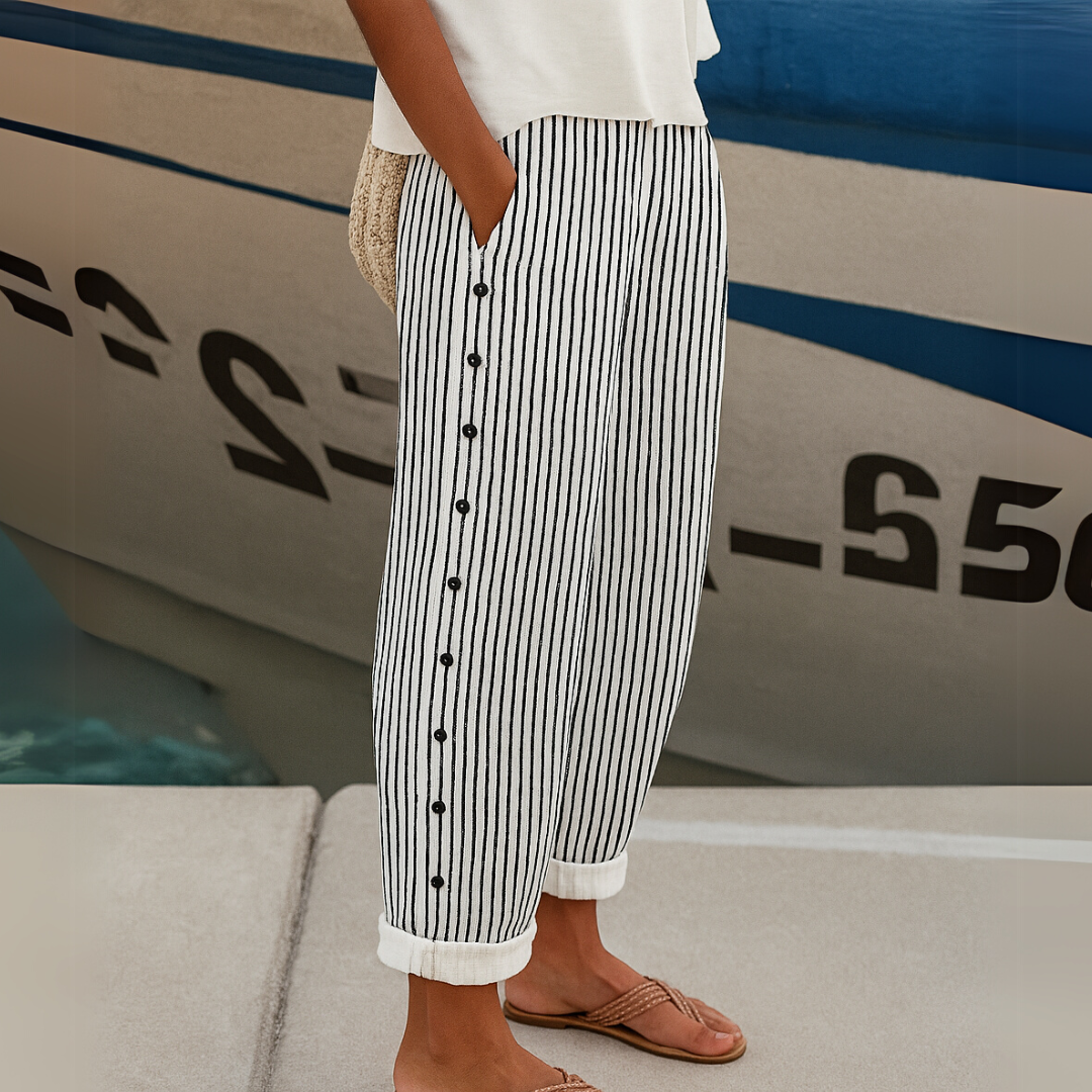 Ella | Stylish Striped Button Pants