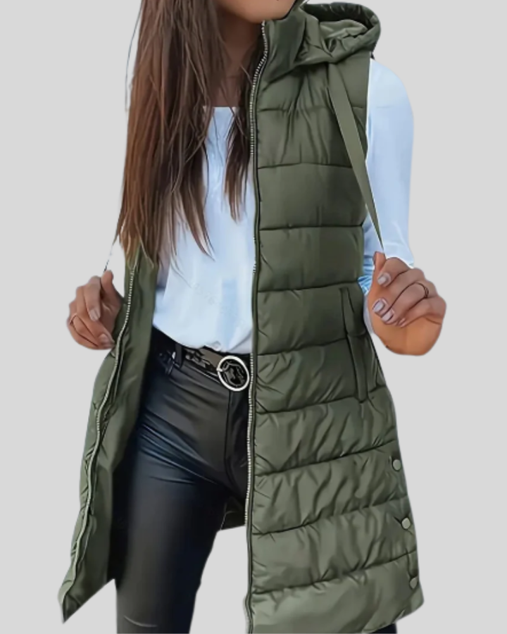 Spring™ - Casual Sleeveless Hood Long Puffer Vest
