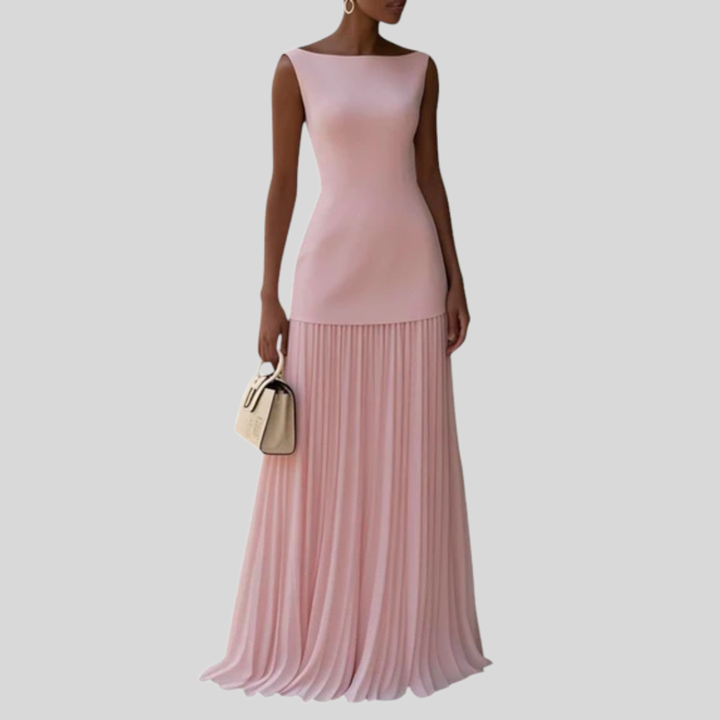 The Élise Pleated Maxi Dress
