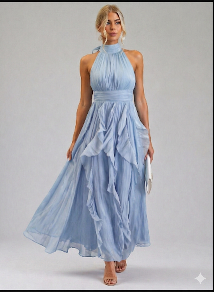 Celestia | Ruffled Halter Maxi Dress