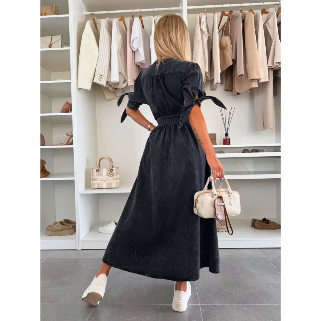 MAELLE™ – Elegant V-Neck Midi Dress