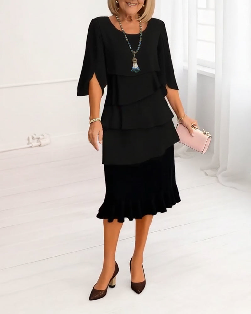 Angela | Elegant Comfort Ruffle Dress