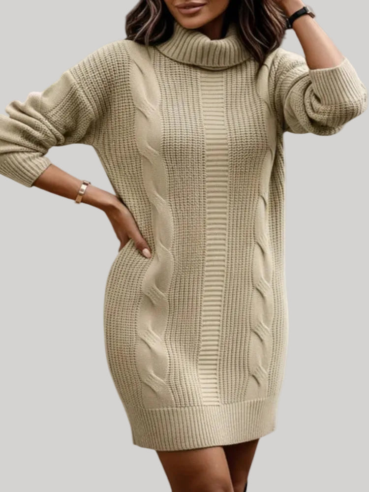 Catherine - Cozy Knit Turtleneck Sweater Dress