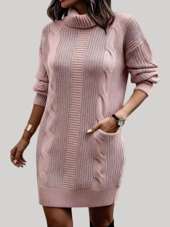 Catherine - Cozy Knit Turtleneck Sweater Dress