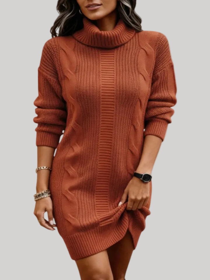 Catherine - Cozy Knit Turtleneck Sweater Dress