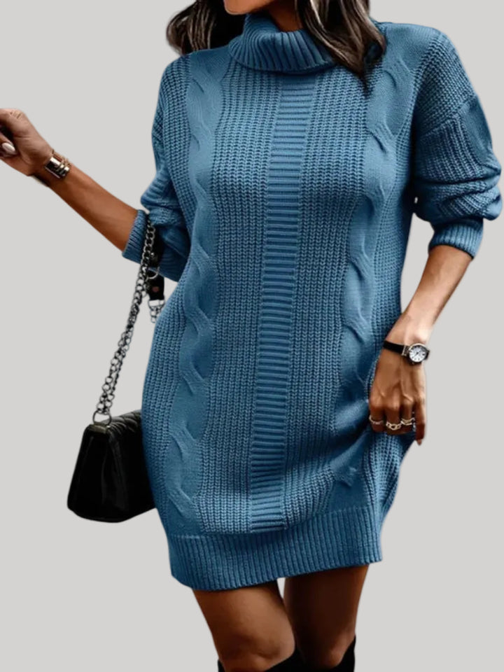 Catherine - Cozy Knit Turtleneck Sweater Dress