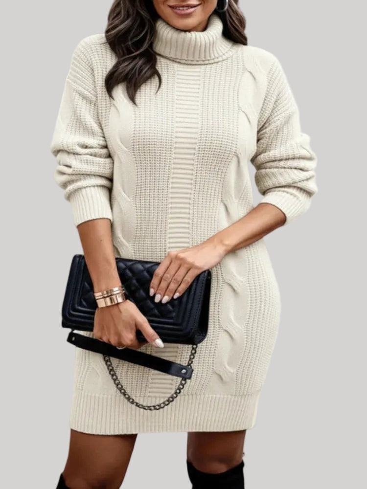 Catherine - Cozy Knit Turtleneck Sweater Dress