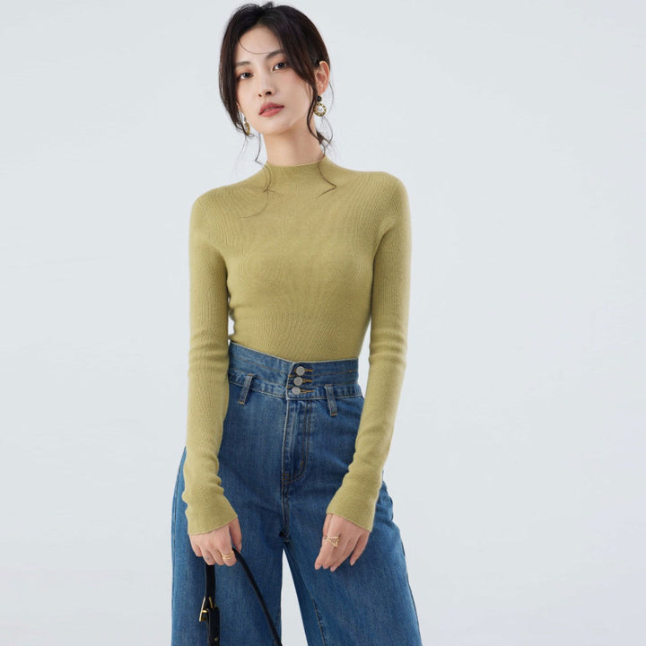 Wool-Blend Mock Neck Top
