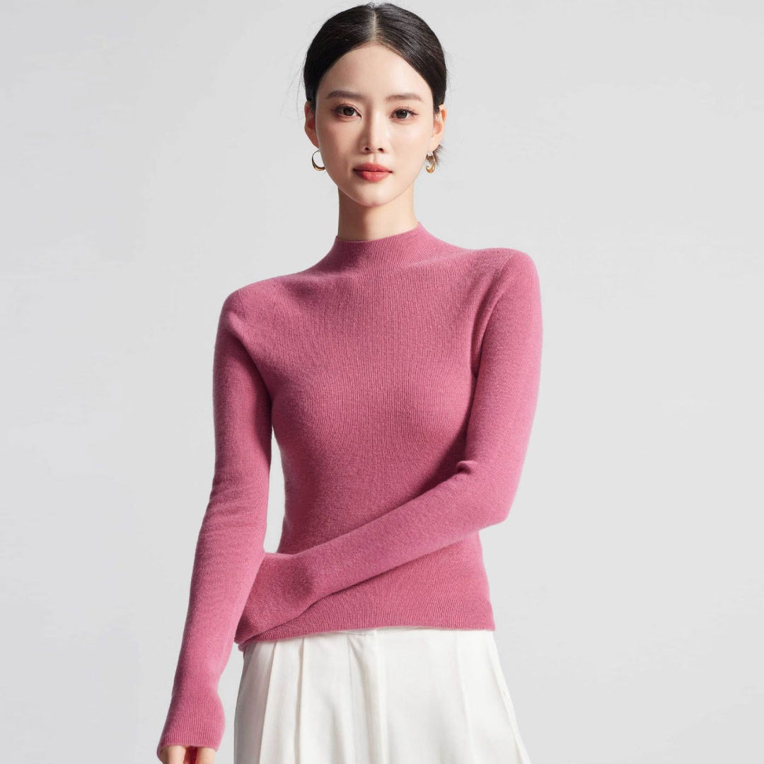 Wool-Blend Mock Neck Top