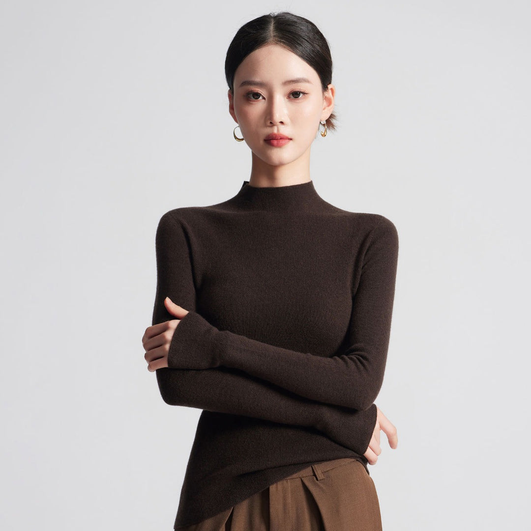 Wool-Blend Mock Neck Top