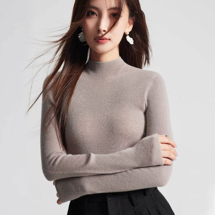Wool-Blend Mock Neck Top